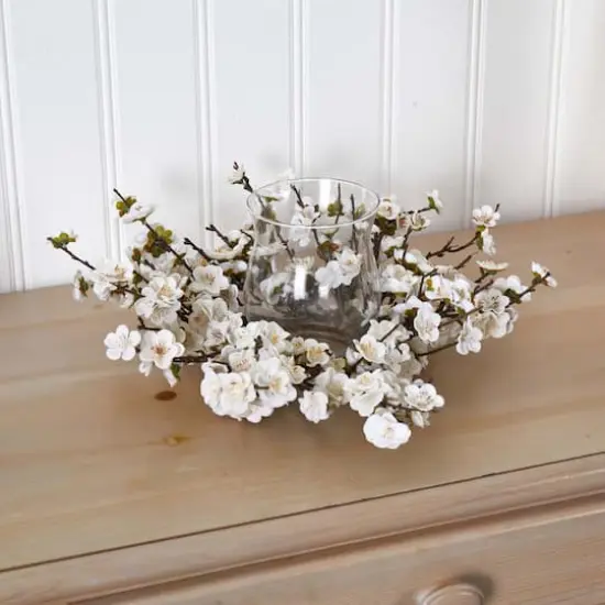 6.5" White Plum Blossom Candelabrum {5}