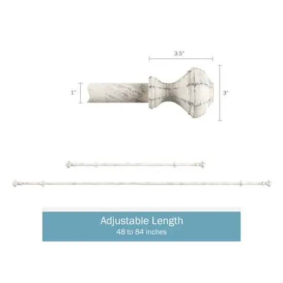 Hastings Home 48"-84" White Extendable Curtain Rod with Knob Finials {3}