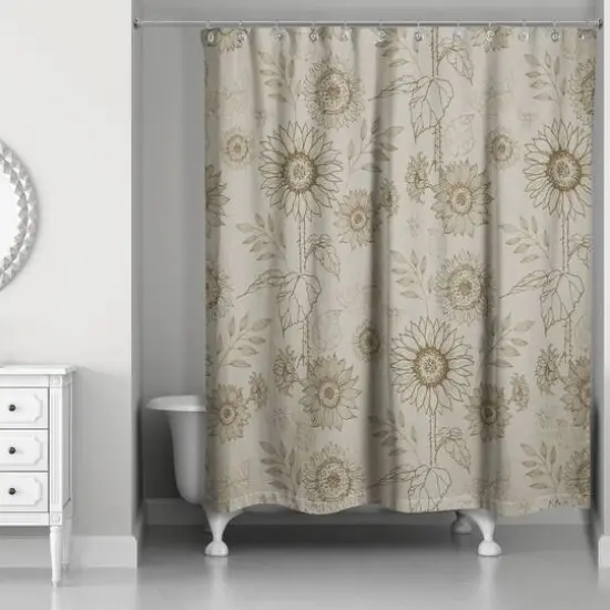 Sunflower Icons Shower Curtain Brown {3}