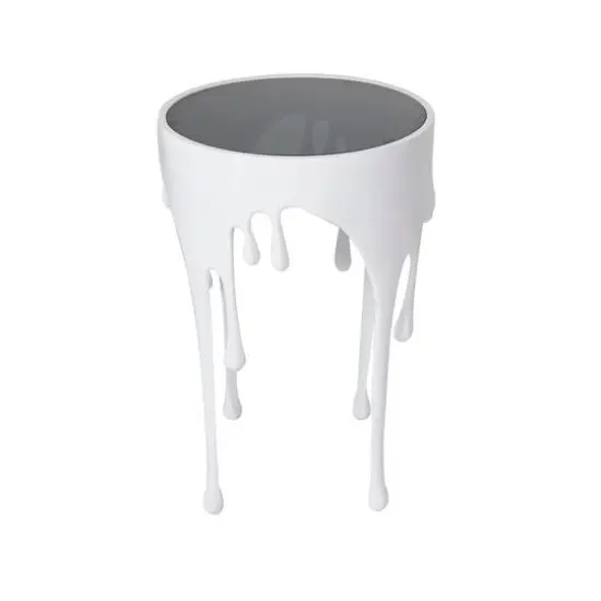 White Aluminum Drip Accent Table with Melting Designed Body {11}