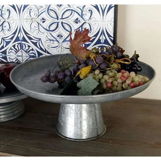 16" Gray Metal Galvanized Cake Stand {3}