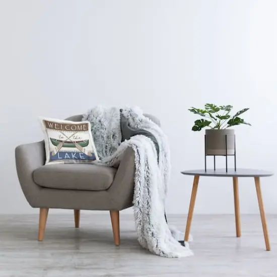 Stupell Industries Welcome to Lake Rustic Canoe Crossed Paddles Throw Pillow, 18" x 18" {3}