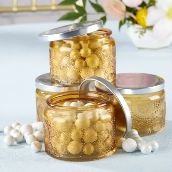 Kate Aspen&reg; Amber Garden Blooms Glass Tea Light Holder, 4ct. {4}