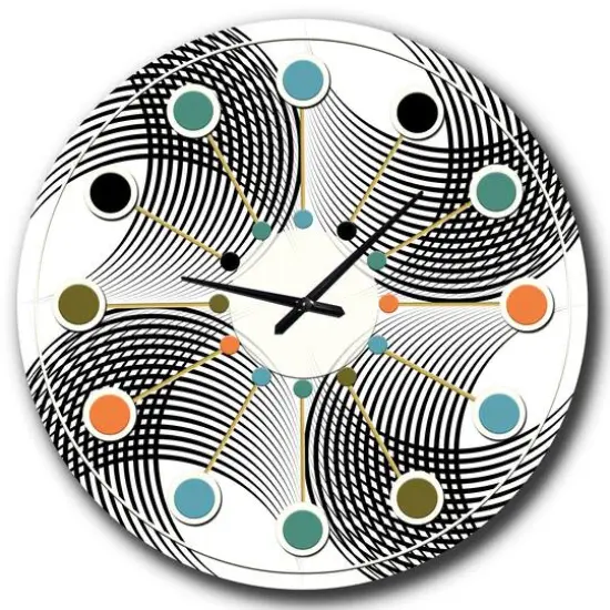 Designart 'Monochrome Geometric Pattern Ix Mid-Century Modern Wall Clock {3}