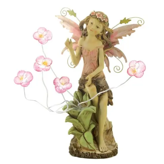 18" Peony Fairy Solar Statue {1}