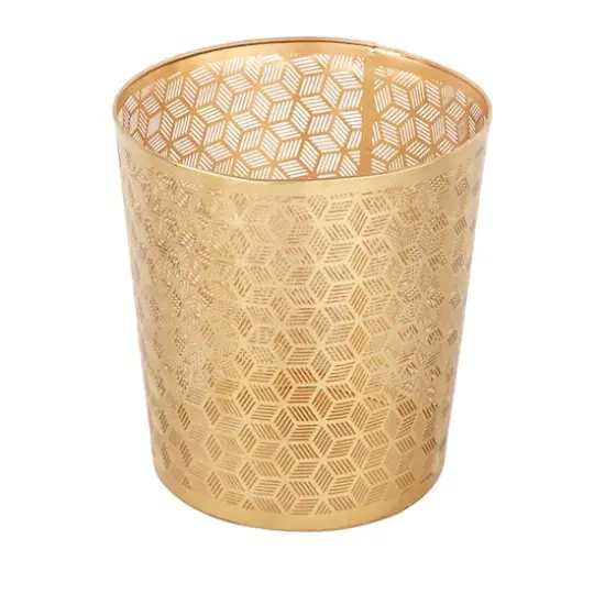 CosmoLiving by Cosmopolitan 10" Geometric Gold Glam Small Waste Bin {3}