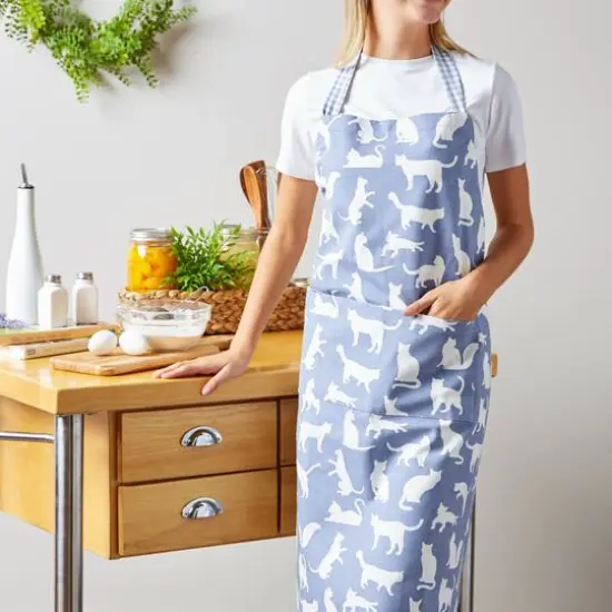 DII&reg; Cat Print Chef Apron Stonewash Blue {6}