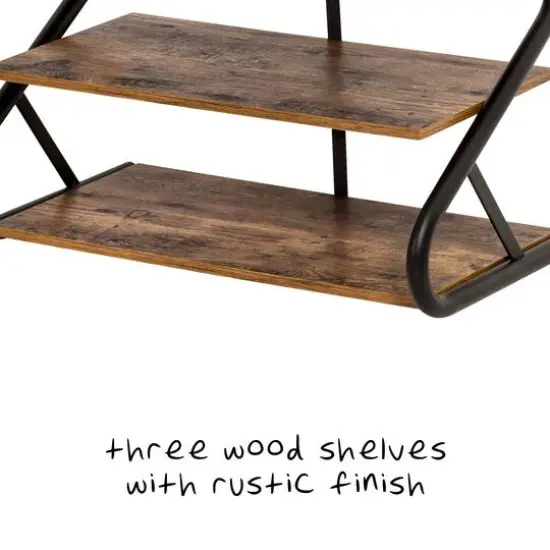 Honey Can Do 3-Shelf Z-Frame Wooden Shoe Rack With Matte Black Metal {4}