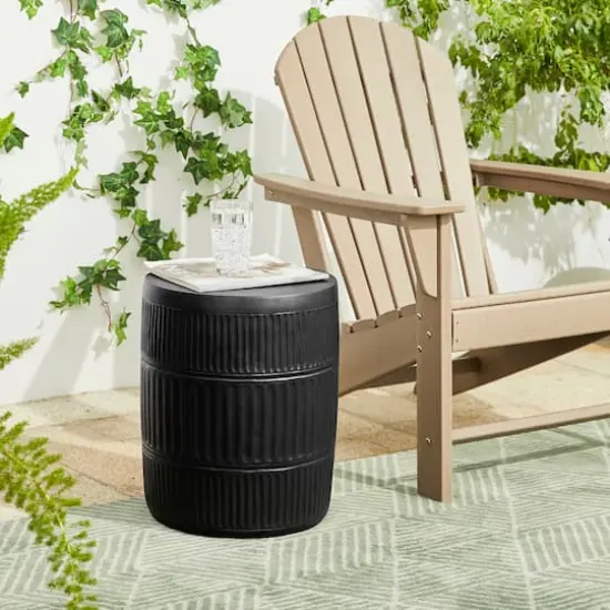Glitzhome&reg; 18.5" Multi-Functional Textured Garden Stool Black {4}