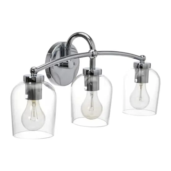 Hello Honey&reg; Robert Stevenson Lighting Adrian Metal & Clear Glass 3-Light Vanity Chrome {6}