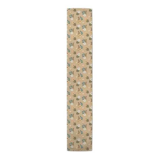 72" Tropical Jag Cotton Twill Runner Beige {4}