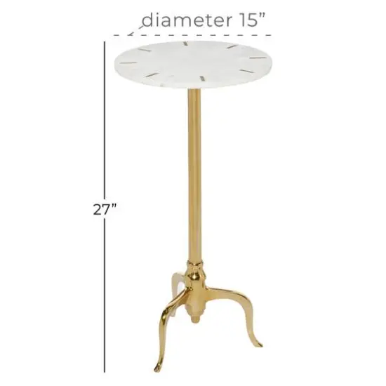 15" Gold Contemporary Marble Accent Table {6}