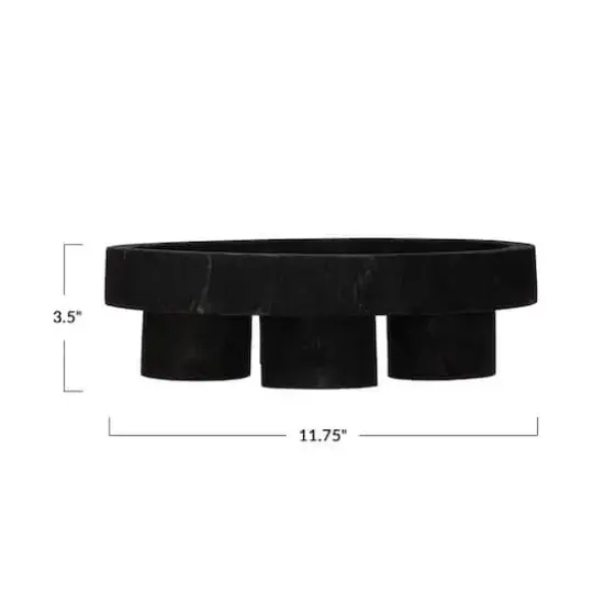 Hello Honey&reg; 12" Paulownia Wood Dessert Pedestal Tray Black {3}