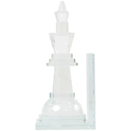 9.5" Clear Chess Oversized Bookends with Cut Crystal Designs Set {7}