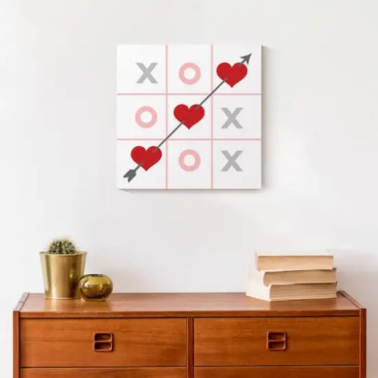Tic Tac Toe Hearts 12" x 12" Canvas Wall Art {5}