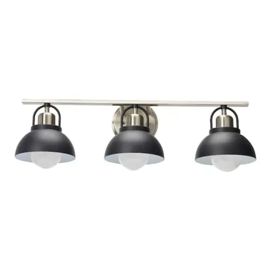 Hello Honey® Robert Stevenson Lighting Walsh Matte Black & Brushed Nickel Metal 3-Light Vanity Light {1}