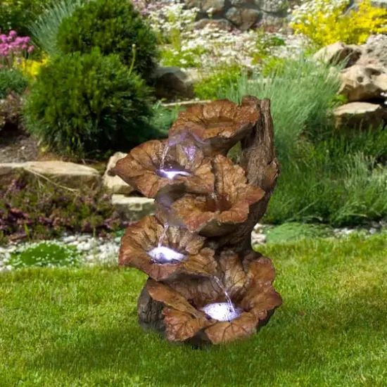 22" LED Wood Design Outdoor Garden Water Fountain {3}