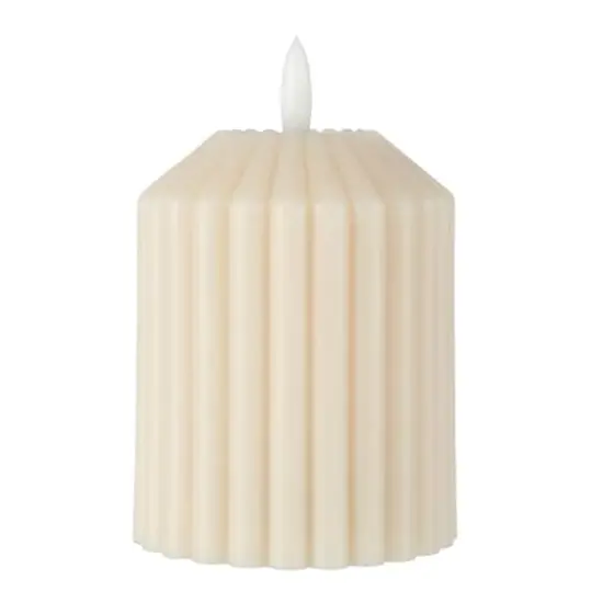 4" Ribbed Wax LED Pillar Candle by Ashland&reg; Ivory {1}