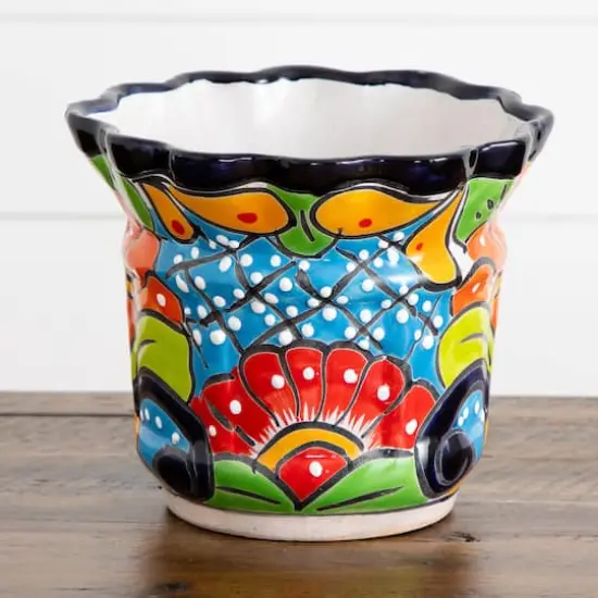 8" Handmade Mexican Talavera Ceramic Planter {9}