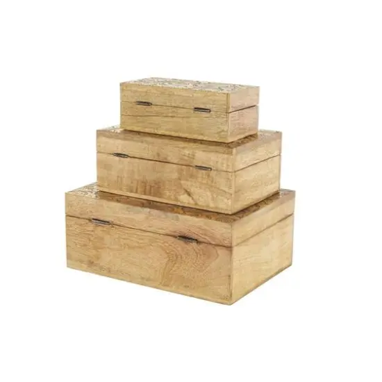 Brown & Gold Mango Wood Scroll Storage Box Set {8}