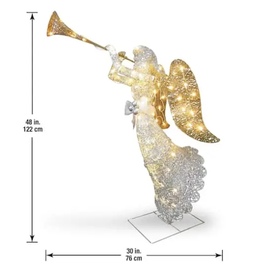 48" Crystal Angel Decoration, Clear Mini LED Lights {7}