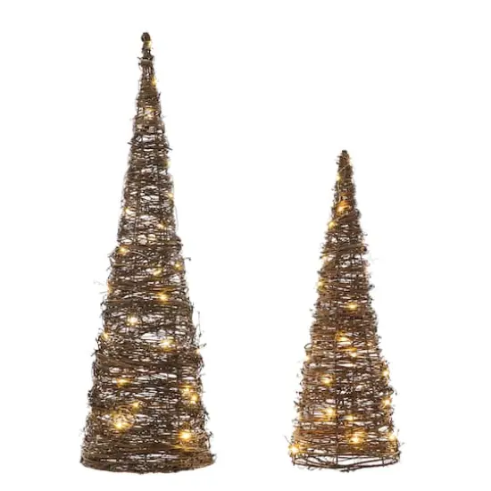 Glitzhome&reg; Pre-Lit Rattan Christmas Table Tree D&eacute;cor Set {1}