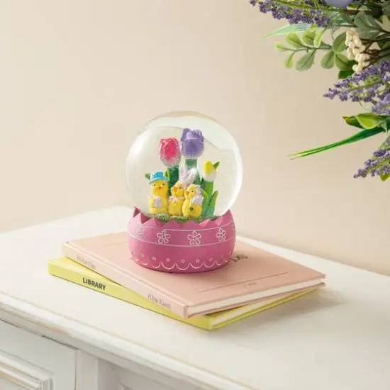 Glitzhome&reg; 5" Easter Chick Family Waterglobe {4}