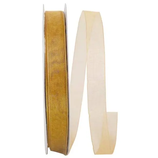 JAM Paper 5/8" x 100yd. Chiffon Mono Sheer Ribbon Old Gold {1}
