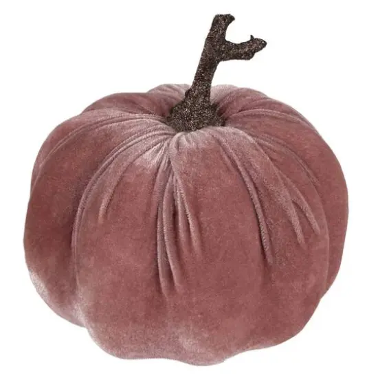 6.25" Pink Velour Pumpkin Fall Harvest Decoration {5}
