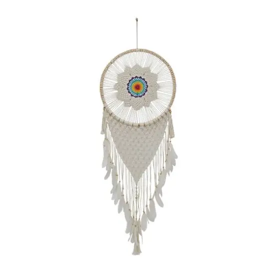 White Cotton Bohemian Dreamcatcher Wall Decor, 21" x 1" x 63" {6}