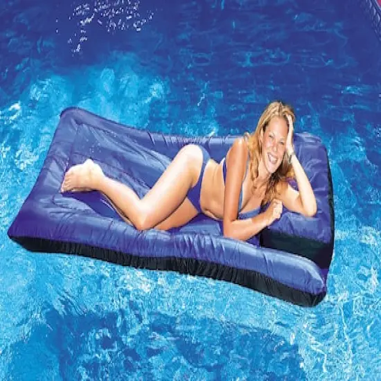78" Inflatable Blue & Black Ultimate Mattress Swimming Pool Lounger {4}