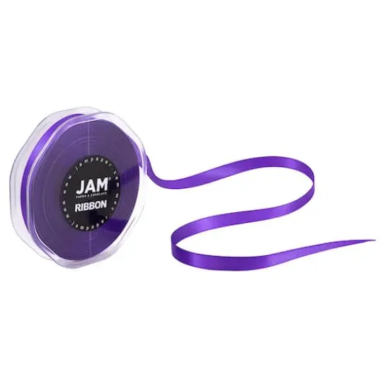 JAM Paper 3/8" x 25yd. Double Faced Satin Ribbon Purple {5}