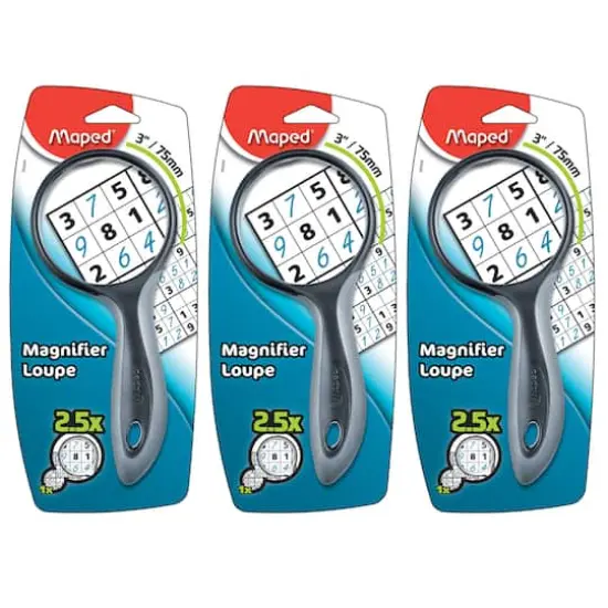 Assorted Maped&reg; Ergologic 3" 2.5X Magnifying Glass, 3ct. {1}