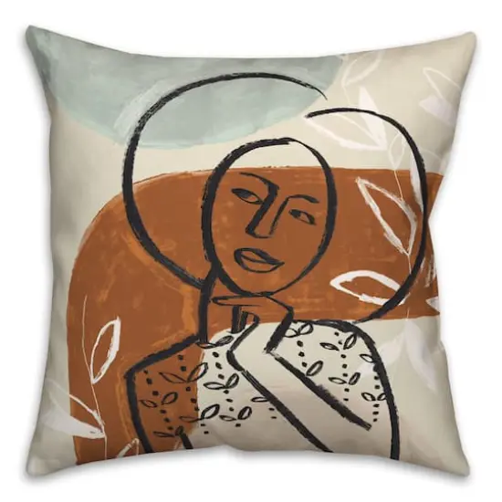 Earthy Abstract Figure I 18" x 18" Throw Pillow {1}