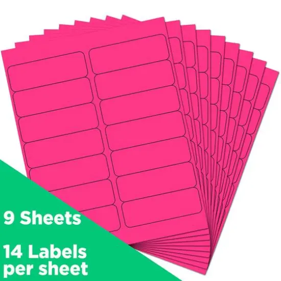 JAM Paper 1.3" x 4" Address Labels, 126ct. Neon Pink {6}