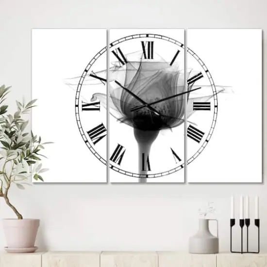 Designart Rose No.10 X-Ray Large Cottage Multipanel Wall Clock {3}