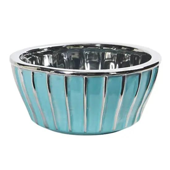 3.5" Teal Vase with Silver Burnishing {2}