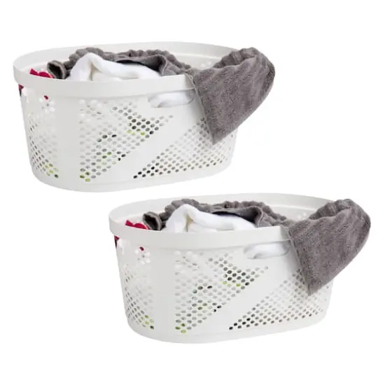 Mind Reader 40L Ventilated Laundry Basket with Cut Out Handles, 2ct. White {1}