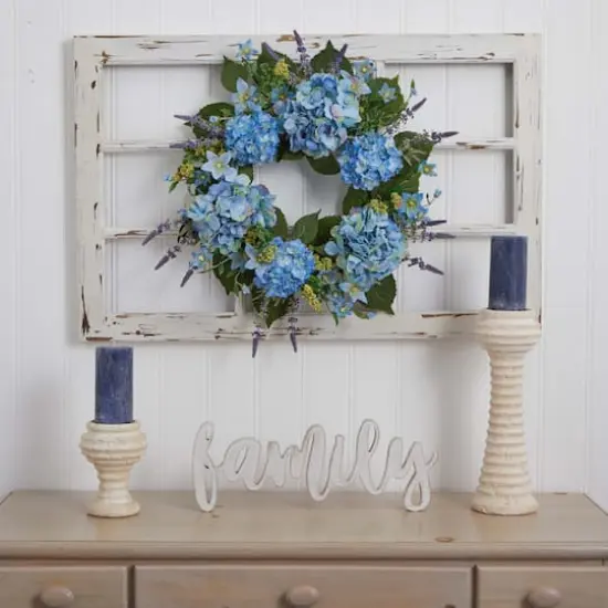 24&rdquo; Blue Hydrangea Wreath {3}