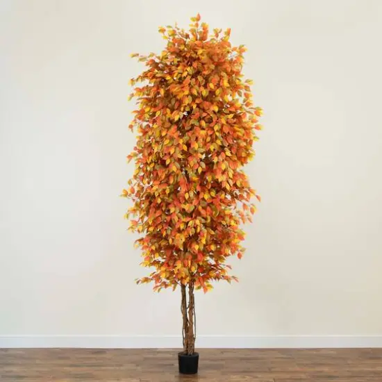 10ft. Potted Artificial Autumn Ficus Tree {8}