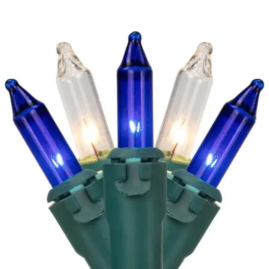100ct. Mini Christmas String Lights with Green Wire Blue/Clear {6}