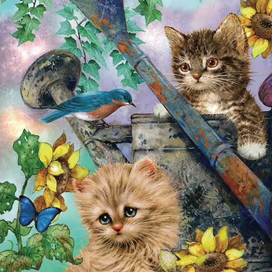 Hart Puzzles Sunflower Kittens by Bob Giordano 1,000 Piece Jigsaw Puzzle {6}