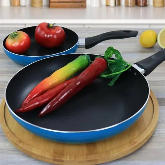 Gibson Home&reg; 8" & 10'' Blue Aluminum Frying Pan Set {9}