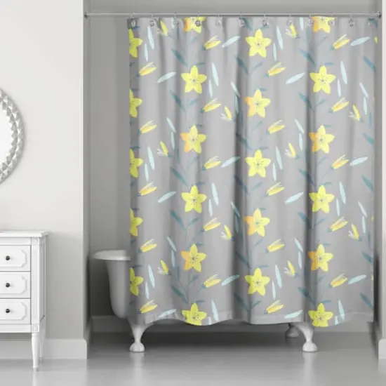 Spring Pattern Shower Curtain Gray {3}