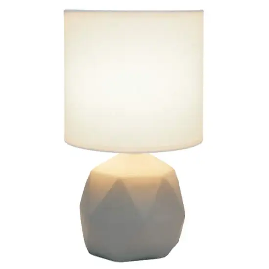 Simple Designs 10.6" Geometric Concrete Lamp White {3}