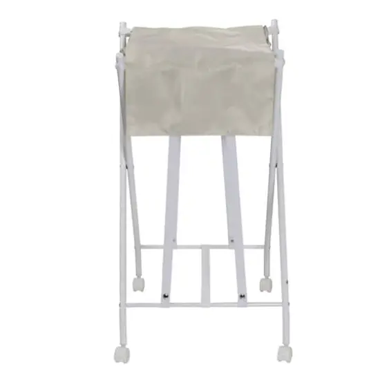 Honey Can Do White/Natural Single Bounce Back Hamper with Wheels and Lid {10}