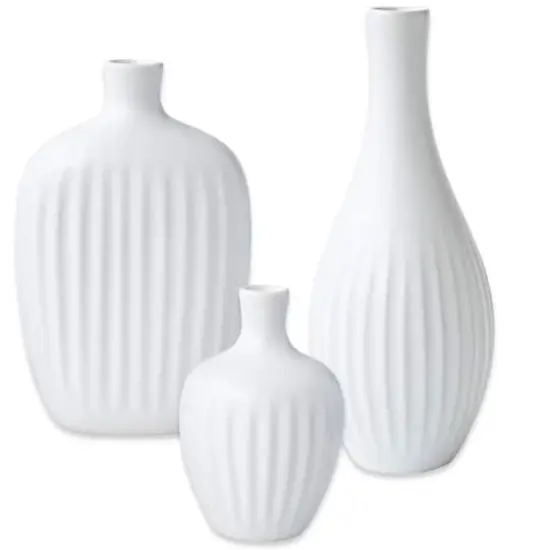 Kate Aspen&reg; White Textured Ceramic Minimalist Vase Set {1}