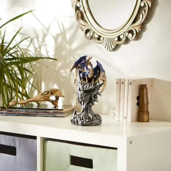 Blue Dragon Warrior Statue 6" x 4" x 9.5" {5}