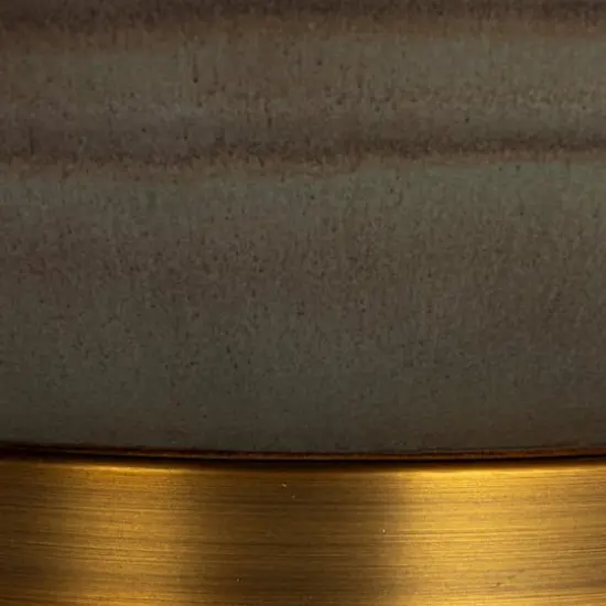 Hello Honey&reg; Brown Stone Glaze Round Stoneware Table Lamp with Classic Cream Drum {3}