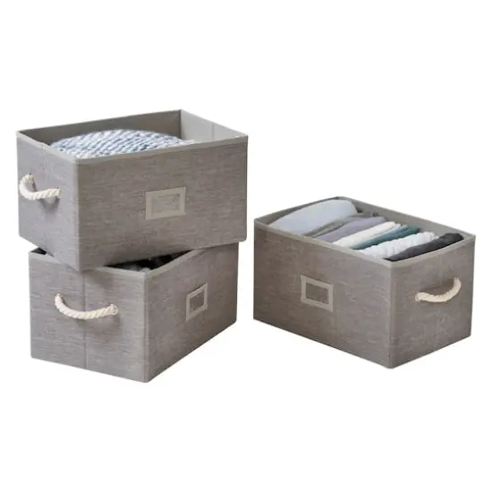 Honey Can Do Heather Gray Large Fabric Storage Bins with Handles, 3ct. {1}